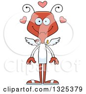 Clipart Of A Cartoon Happy St Valentines Day Cupid Ant Royalty Free Vector Illustration