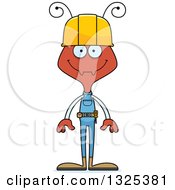 Clipart Of A Cartoon Happy Ant Construction Worker Royalty Free Vector Illustration