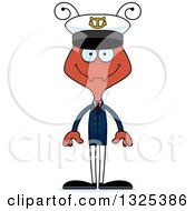 Clipart Of A Cartoon Happy Ant Boat Captain Royalty Free Vector Illustration
