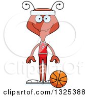Poster, Art Print Of Cartoon Happy Ant Basketball Player