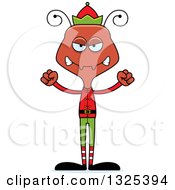 Clipart Of A Cartoon Mad Ant Christmas Elf Royalty Free Vector Illustration