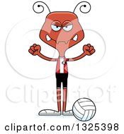 Clipart Of A Cartoon Mad Ant Volleyball Player Royalty Free Vector Illustration