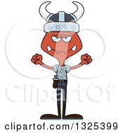 Clipart Of A Cartoon Mad Ant Viking Royalty Free Vector Illustration
