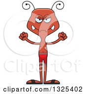 Clipart Of A Cartoon Mad Ant Swimmer Royalty Free Vector Illustration