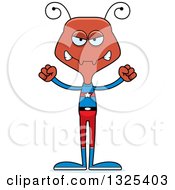 Clipart Of A Cartoon Mad Ant Super Hero Royalty Free Vector Illustration