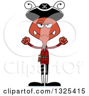 Clipart Of A Cartoon Mad Ant Pirate Royalty Free Vector Illustration