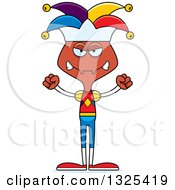 Clipart Of A Cartoon Mad Ant Jester Royalty Free Vector Illustration