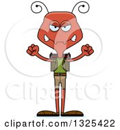 Clipart Of A Cartoon Mad Ant Hiker Royalty Free Vector Illustration