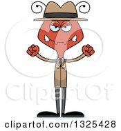 Clipart Of A Cartoon Mad Ant Detective Royalty Free Vector Illustration