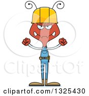 Clipart Of A Cartoon Mad Ant Construction Worker Royalty Free Vector Illustration