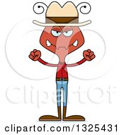 Clipart Of A Cartoon Mad Ant Cowboy Royalty Free Vector Illustration