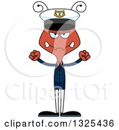 Clipart Of A Cartoon Mad Ant Boat Captain Royalty Free Vector Illustration