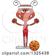 Clipart Of A Cartoon Mad Ant Basketball Player Royalty Free Vector Illustration