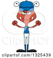 Clipart Of A Cartoon Mad Ant Baseball Player Royalty Free Vector Illustration
