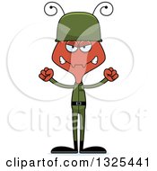 Clipart Of A Cartoon Mad Ant Soldier Royalty Free Vector Illustration