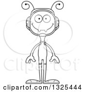 Lineart Clipart Of A Cartoon Black And White Happy Ant Wrestler Royalty Free Outline Vector Illustration
