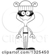Lineart Clipart Of A Cartoon Black And White Happy Ant Robber Royalty Free Outline Vector Illustration