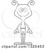Lineart Clipart Of A Cartoon Black And White Happy Ant Swimmer Royalty Free Outline Vector Illustration
