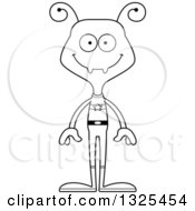 Lineart Clipart Of A Cartoon Black And White Happy Ant Super Hero Royalty Free Outline Vector Illustration