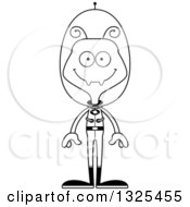 Lineart Clipart Of A Cartoon Black And White Happy Futuristic Space Ant Royalty Free Outline Vector Illustration