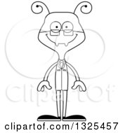 Lineart Clipart Of A Cartoon Black And White Happy Ant Scientist Royalty Free Outline Vector Illustration