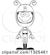 Lineart Clipart Of A Cartoon Black And White Happy Ant Race Car Driver Royalty Free Outline Vector Illustration