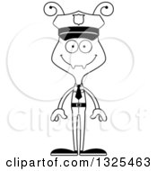 Lineart Clipart Of A Cartoon Black And White Happy Ant Police Officer Royalty Free Outline Vector Illustration