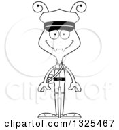 Lineart Clipart Of A Cartoon Black And White Happy Ant Mailman Royalty Free Outline Vector Illustration