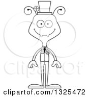 Lineart Clipart Of A Cartoon Black And White Happy Irish St Patricks Day Ant Royalty Free Outline Vector Illustration