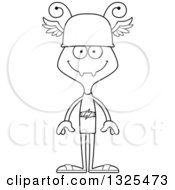 Lineart Clipart Of A Cartoon Black And White Happy Ant Hermes Royalty Free Outline Vector Illustration