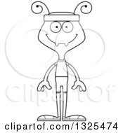 Lineart Clipart Of A Cartoon Black And White Happy Fitness Ant Royalty Free Outline Vector Illustration