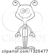Lineart Clipart Of A Cartoon Black And White Happy Ant Doctor Royalty Free Outline Vector Illustration