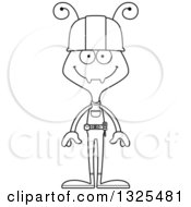 Poster, Art Print Of Cartoon Black And White Happy Ant Construction Worker