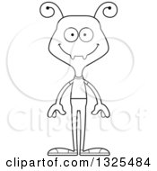 Lineart Clipart Of A Cartoon Black And White Happy Casual Ant Royalty Free Outline Vector Illustration