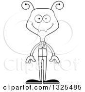 Lineart Clipart Of A Cartoon Black And White Happy Business Ant Royalty Free Outline Vector Illustration