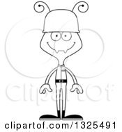 Lineart Clipart Of A Cartoon Black And White Happy Ant Soldier Royalty Free Outline Vector Illustration