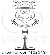 Lineart Clipart Of A Cartoon Black And White Mad Ant Zookeeper Royalty Free Outline Vector Illustration