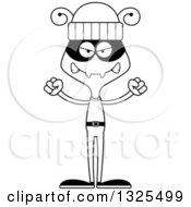 Lineart Clipart Of A Cartoon Black And White Mad Ant Robber Royalty Free Outline Vector Illustration