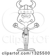 Lineart Clipart Of A Cartoon Black And White Mad Ant Viking Royalty Free Outline Vector Illustration