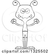 Lineart Clipart Of A Cartoon Black And White Mad Ant Swimmer Royalty Free Outline Vector Illustration