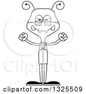 Lineart Clipart Of A Cartoon Black And White Mad Ant Scientist Royalty Free Outline Vector Illustration