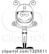 Lineart Clipart Of A Cartoon Black And White Mad Ant Race Car Driver Royalty Free Outline Vector Illustration