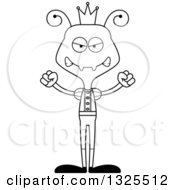 Lineart Clipart Of A Cartoon Black And White Mad Ant Prince Royalty Free Outline Vector Illustration