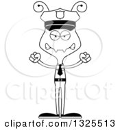 Lineart Clipart Of A Cartoon Black And White Mad Ant Police Officer Royalty Free Outline Vector Illustration