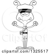 Lineart Clipart Of A Cartoon Black And White Mad Ant Mailman Royalty Free Outline Vector Illustration