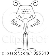 Lineart Clipart Of A Cartoon Black And White Mad Karate Ant Royalty Free Outline Vector Illustration