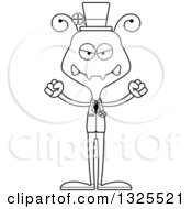 Lineart Clipart Of A Cartoon Black And White Mad Irish St Patricks Day Ant Royalty Free Outline Vector Illustration