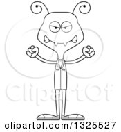 Lineart Clipart Of A Cartoon Black And White Mad Ant Doctor Royalty Free Outline Vector Illustration