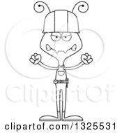 Poster, Art Print Of Cartoon Black And White Mad Ant Construction Worker