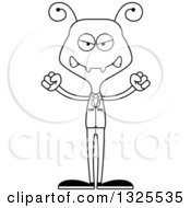Lineart Clipart Of A Cartoon Black And White Mad Business Ant Royalty Free Outline Vector Illustration